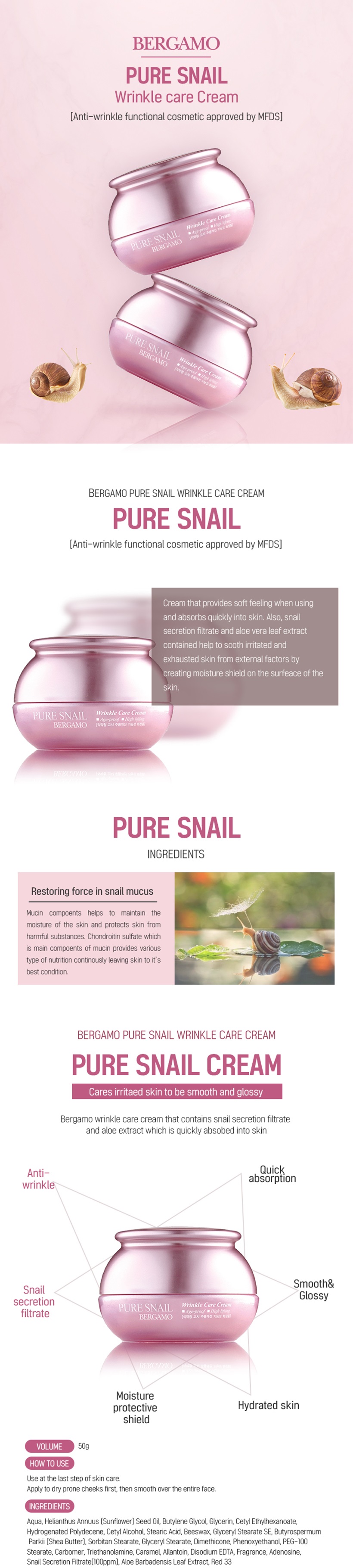 Yerma snail anti aging care cream